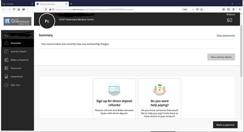 Screenshot of eRefund portal page