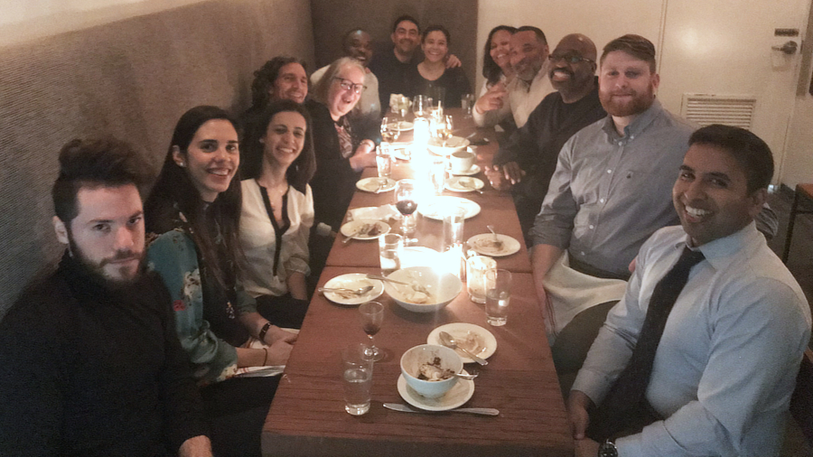 group photo at table