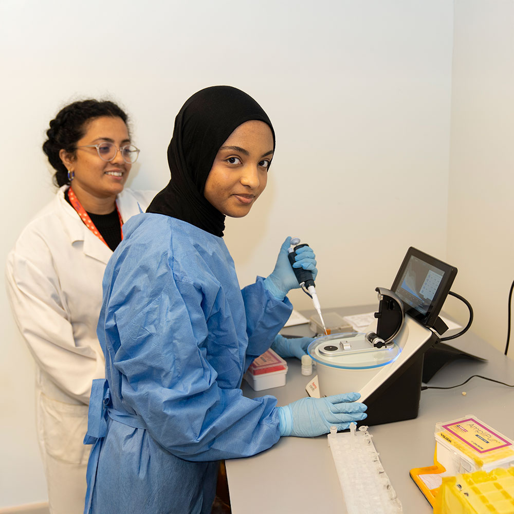 student in lab