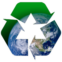 recycle symbol with planet earth