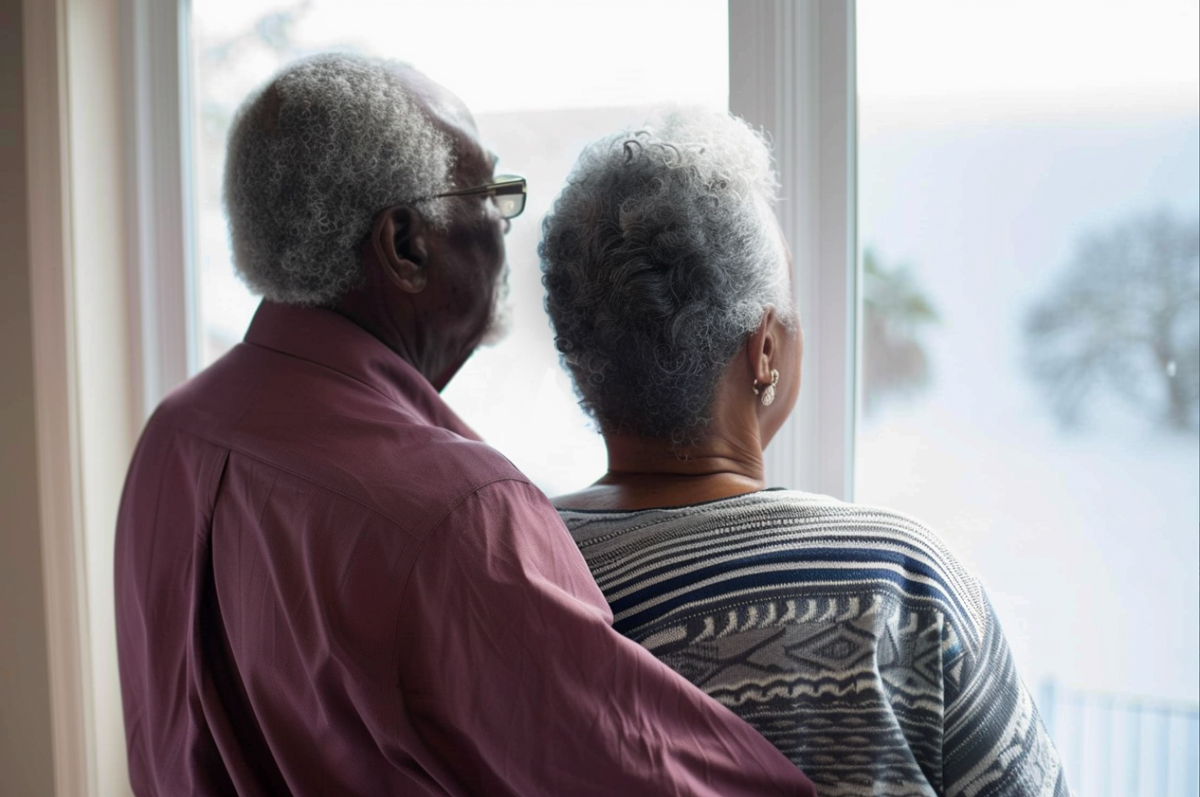 photo of couple at window