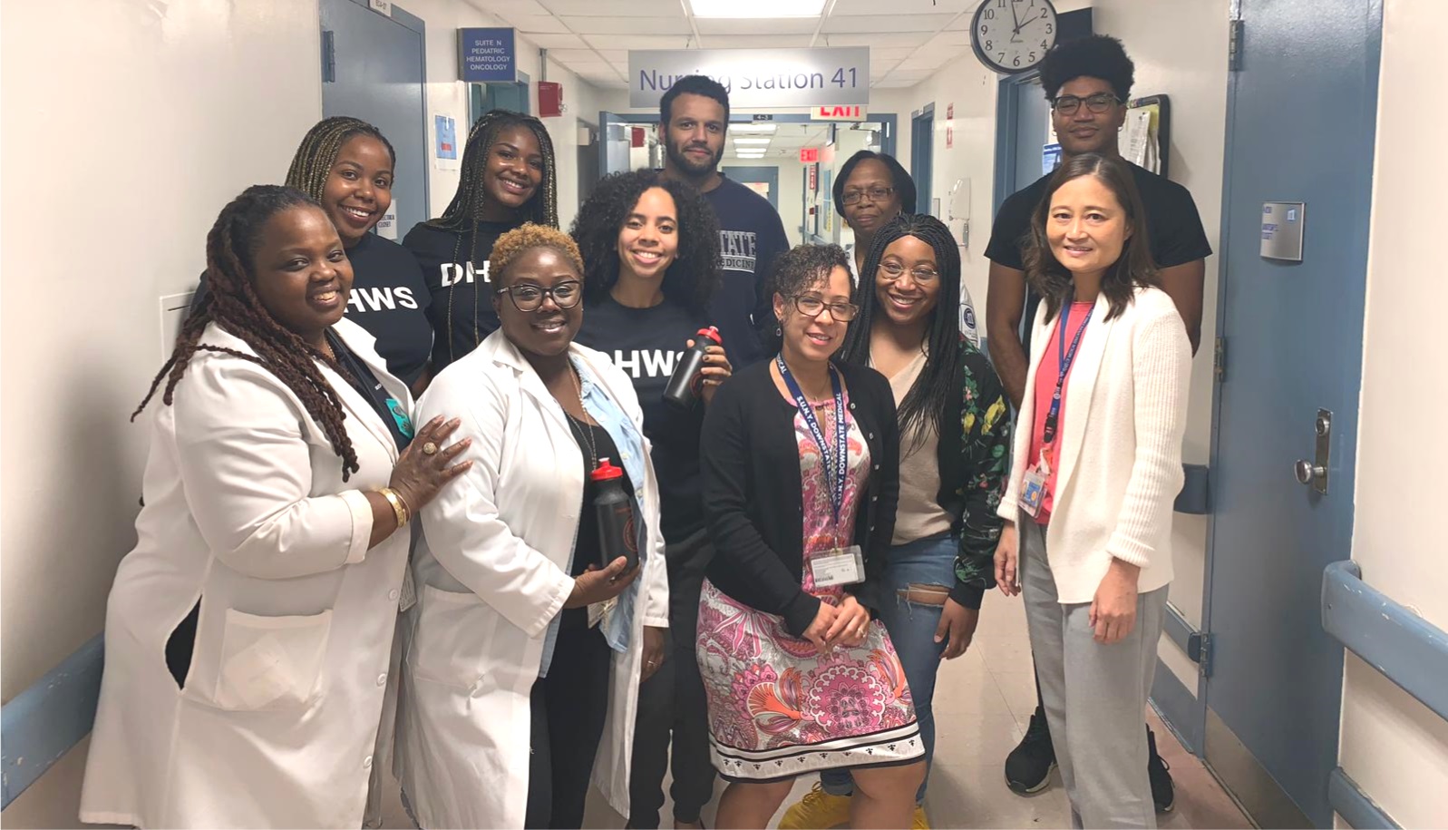 DHWS students pose for photo after sickle cell service project in university hospital