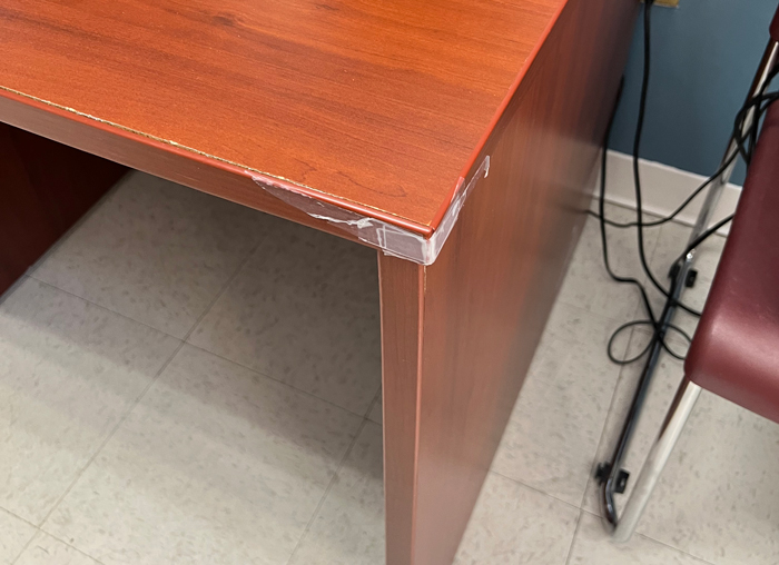 detail of desk corner
