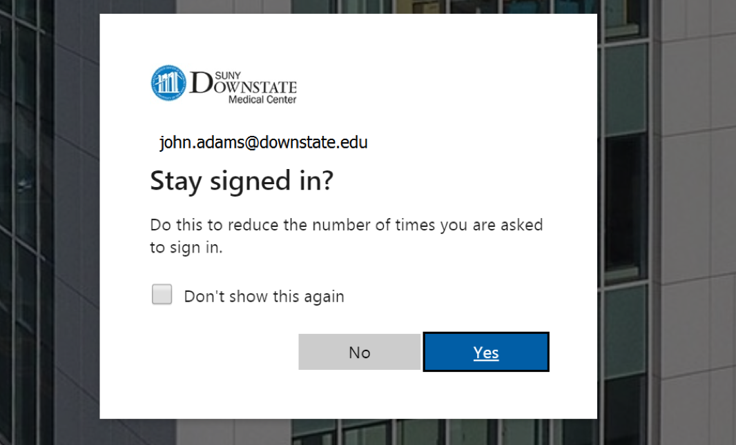 Optional Stay signed in page