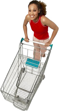 Girl with shopping cart