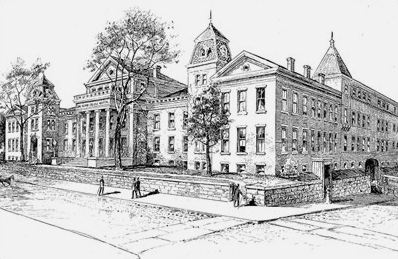 Etching of Long Island Hospital, 1883