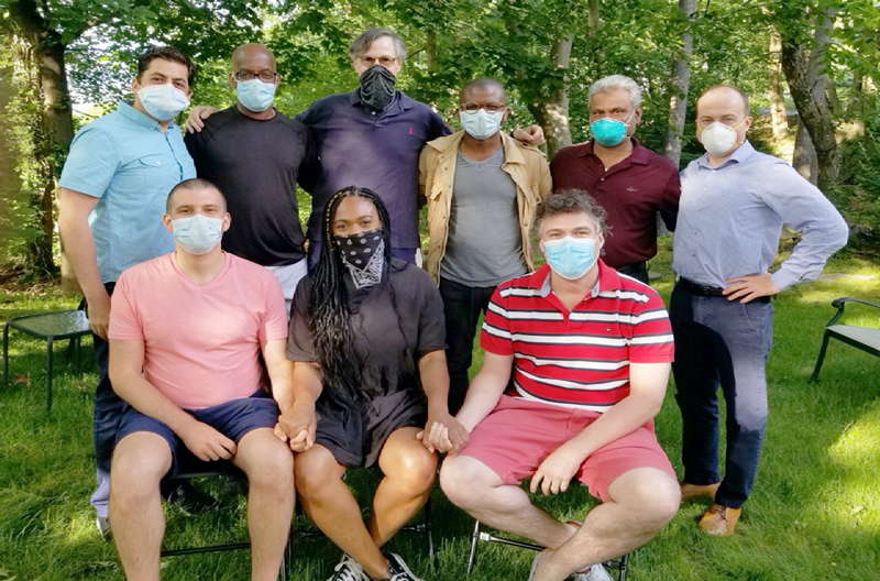 group photo with face masks