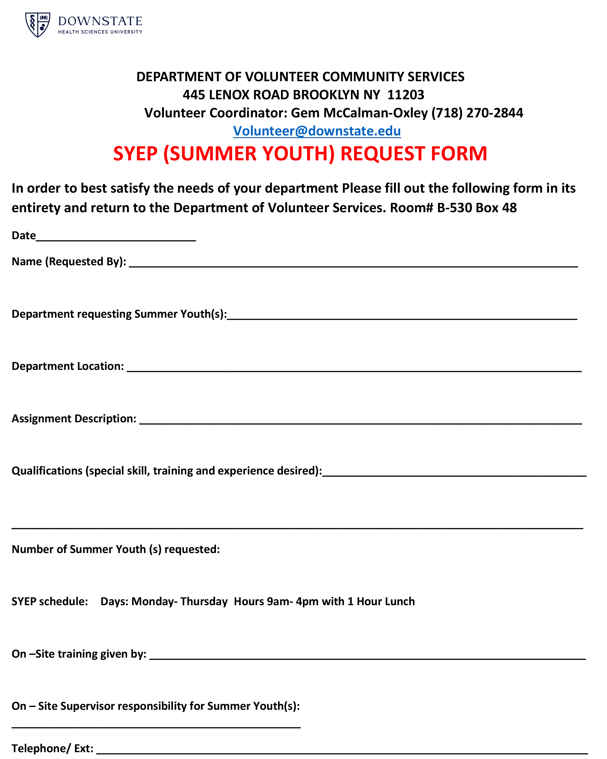 SYEP Summer Youth Program