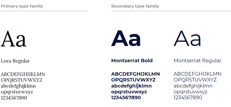 Image of primary and secondary fonts