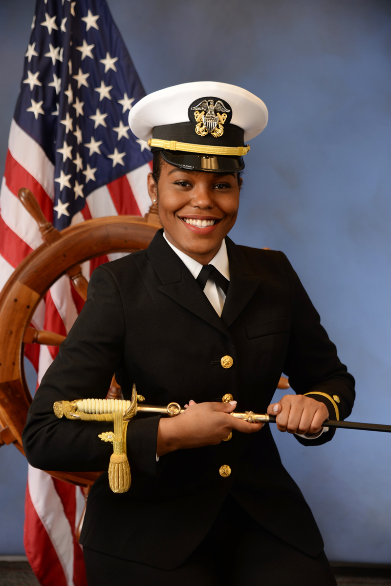 photo of Sierrah M. Grigsby, M.D., Ph.D., LT, MC, USN in full uniform
