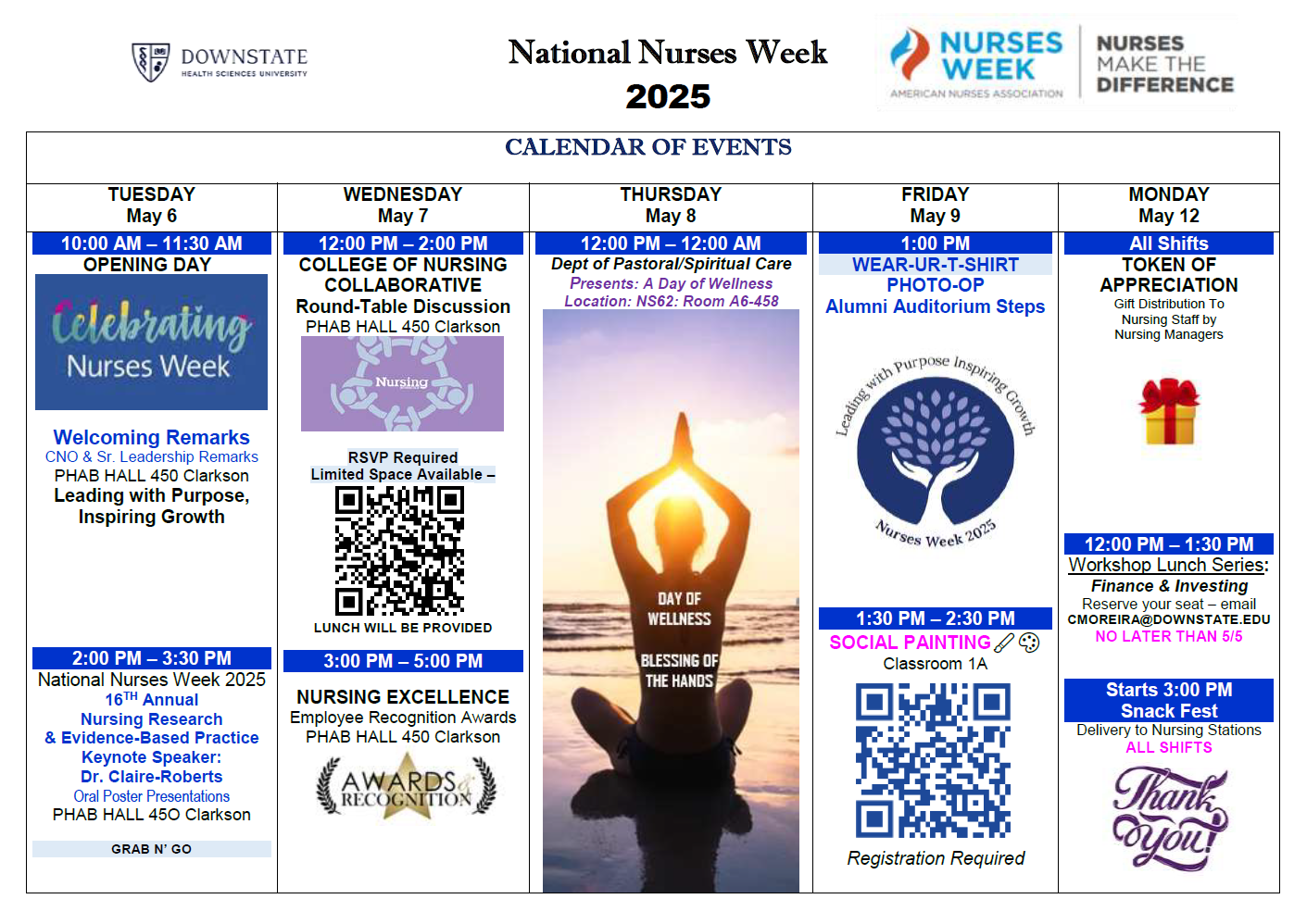 Image of the Nurses Week 2025 Calendar of Events